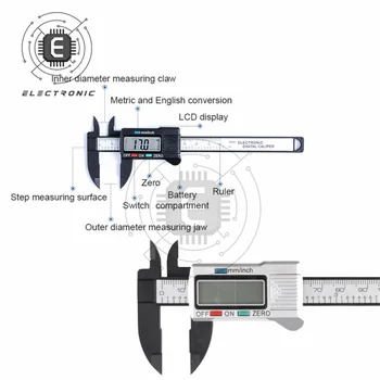 0-100mm 0-150mm Caliper 6 pollici LCD Elettronico Digitale Compasso A Nonio Micrometro Strumento di Misura