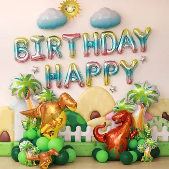 1 Комплект се разхождат животните тема балони на рожден Ден на риба динозавър Фольгированный балон за малки момчета и момичета Украса за рожден ден Детски душ