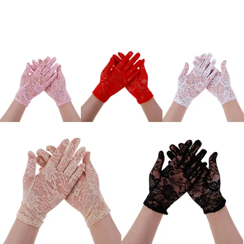 1 Чифт женски секси дантелен ръкавици за шофиране Пролет и лято Жените фините дантелени слънчеви ръкавици, Дамски къси ръкавици За защита От uv