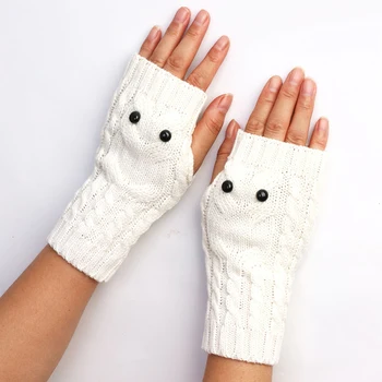 1 Чифт зимни ръкавици, Дамски Ръкавици без пръсти, Ръка за Плетене на една кука за Плетене Дамски Топли възли Ръкавици Уникален Дизайн Ръкавици Gants Femme