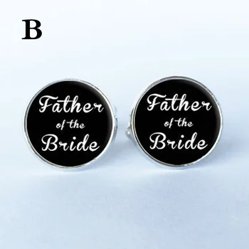 1 Чифт копчета за ръкавели за мъжки ризи с букви Сватбени копчета за ръкавели Кръгла скоба за младоженеца Подаръци за младоженците