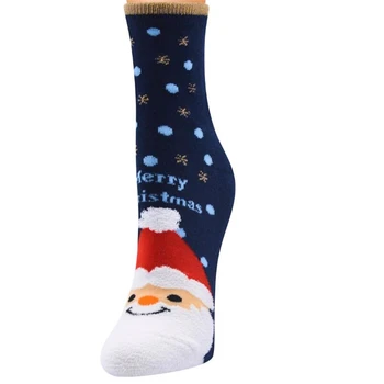 1 Чифт Модни Коледни чорапи За жени с мультяшными забавни красиви зимни женски и трикотаж-носочными изделия Памучни чорапи с квадратна крак 5 цвята