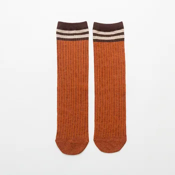 1 Чифт Нови, Напълно памучни чорапи на райета в японски стил, Дишащи, абсорбиращи потта и антифрикционные дамски чорапи със средна тръба