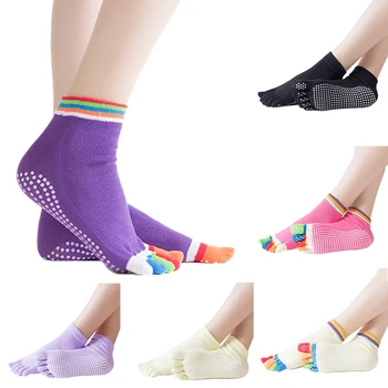 1 Чифт Светещи тренировъчни противоскользящих чорапи за краката, Фитнес, Пилатес Памучни чорапи Цветни Спортни чорапи дишащи Дамски спортни чорапи за йога