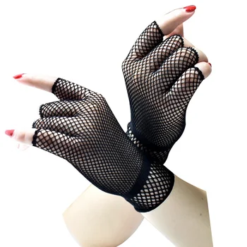 1 Чифт Унисекс Къси мрежести ръкавици Модерен момиче Без пръсти, Мрежести ръкавици Пънк-Рок Необичайни Нощни клубове вечерни Секси дамски черни ръкавици