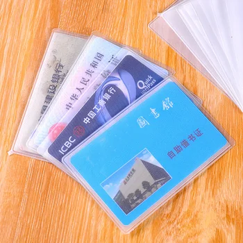10 бр. PVC Прозрачен Държач за карти Защитете Чантата си Бизнес-банка ID на Притежателя на кредитната Карта Прозрачен Капак за карта за Автобус Калъф Чанта
