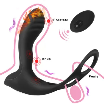 10 Честотен Нагревателен Масажор на Простатата Вибрационное Пръстен Секс Играчка За мъже Анален Вибратор с Безжично Дистанционно Дистанционно Управление Стимулант точка G