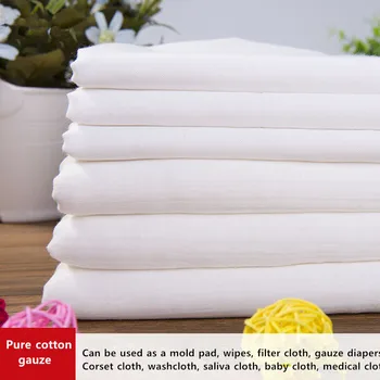 100 см*145 см Чист памук бяла марлевая кърпа кърпа за детска слюнка пелена памучен плат хранително качество, медицинска на едро Памук, направи си Сам