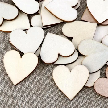 10шт 80 мм 3,14 инча Дървени Парчета от Сърцето Дървени Орнаменти във формата на Сърце за Сватбени Занаяти