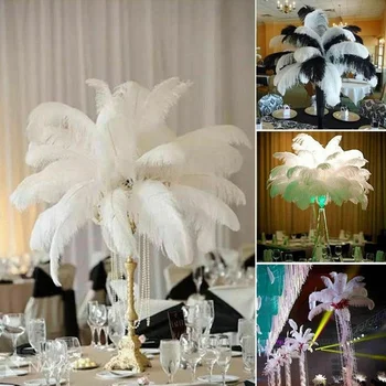 10шт елегантни страусиные пера, бели черни червени, пухкави пера, използвани за сватбени партита, многоцветен декоративен материал DIY