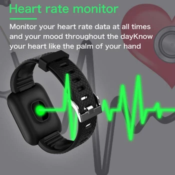 116 Плюс Смарт Часовници Гривна за здравето на Кръвното Налягане Сърдечен Ритъм Фитнес тракер Смарт часовници за Apple Xiaomi Android, Ios Телефон