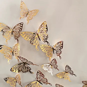 12 бр./компл. Красива пеперуда 3D Стикери за стена Многоцветен Пеперуда САМ Художествени Стикери за стена Детска стая Начало декор на Сватбени декорации