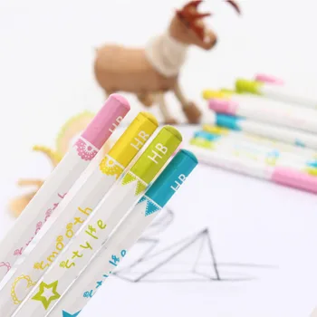 12 бр. цветни сладки, моливи, комплект за ученически пособия Екологично чист Молив от дърво HB Стандартен Молив за рисуване Офис-канцеларски материали