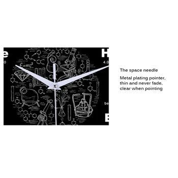 12-цолови Черни Акрилни Стенен Часовник с Модерен Дизайн Химични Елементи от Периодичната Наука Химически Символи Часовници За Учители по Химия