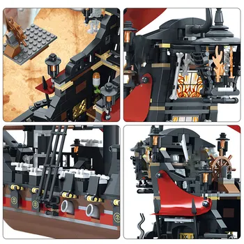 1270 бр. Карибски Пират кораби, Плаващи Строителни Блокове Лодка-отмъщението на Кралица Ана 3D Модел САМ Тухли Играчки за деца