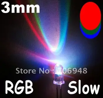 150шт 3 мм RGB бавно Проблясване на светкавица led лампи Розова вода бистра