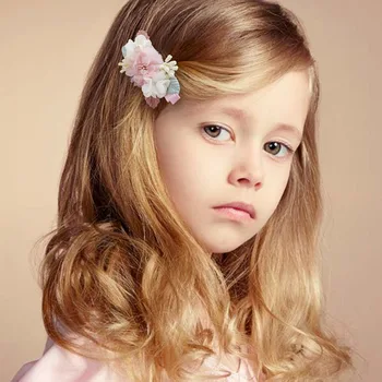 1БР Нова Детска Розова Имитация на Главата Цвете Аксесоари За Коса Мода Принцеса Няма да Навреди на Косата Дивата Прясна и Сладка Шнола