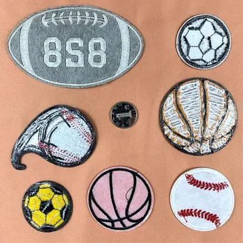 1БР Прекрасна игра с топка на открито бейзбол, Футбол и баскетбол стикер бродерия плат бебешко облекло DIY аксесоари