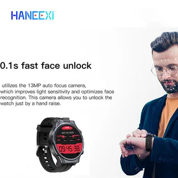 2,1-инчов голям екран през цялата Смарт часовници за мъже Android 10 Смарт часовник с 4 GB 64 GB 13-мегапикселова камера, GPS Smart-часовници подкрепа на сърдечния ритъм Идентификатор на лицето