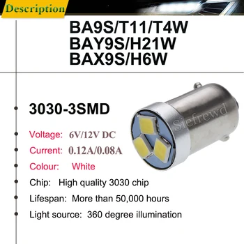 2 бр. BA9S T4W LED Авто лампа 6 В 12 В BAX9S H6 W BAY9S H21 W Авто Интериор Купол Карта на Светлината на Страничната Клин Обратната Паркинг Лампа Бял 6000 До