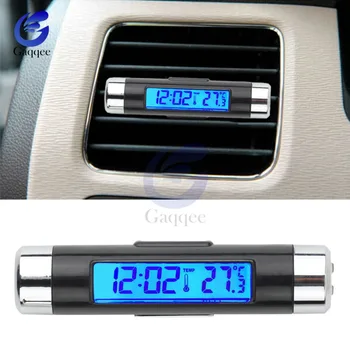 2 в 1-Кола с Автоматично Термометър, Календар Часовник в Синьо LCD дисплей Клип на Дигитален Термометър автоаксесоари отдушник