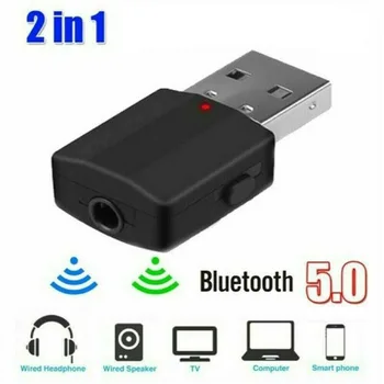 2 в 1 Мини USB Bluetooth 5,0 Адаптер е Приемник Предавател 3,5 3,5 мм Аудио Жак AUX за ТЕЛЕВИЗИЯ PC Слушалки Стерео Автомобилен ключ HIFI