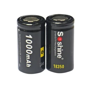 2 елемента Soshine 18350 батерия 1000 mah 3,7 В литиево-йонна Акумулаторна Батерия с батерии помещение