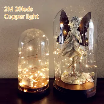 2 М 20 светодиоди с батерии LED с Медна Телена Струнни инструменти осветителни тела за Коледното гирлянди Вечерни Сватбени Украси Коледни гирлянди