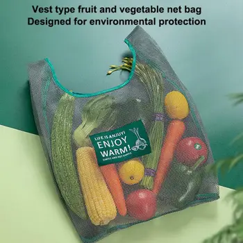 2 Цвят за Многократна употреба Пазарски чанти Преносима Мрежа Чанта За Съхранение на Плодове и Зеленчуци Дългогодишна Памучен Сгъваема окото чанта за пазаруване