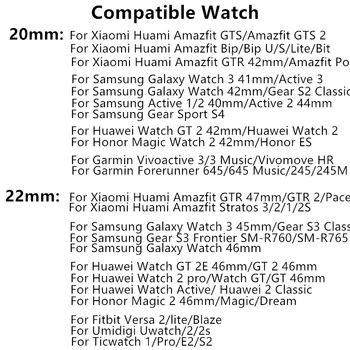 20 22 мм Метална Каишка за Samsung Galaxy Watch 3 Active 2 Huawei Watch 3 GT2 Amazfit Мрежест от неръждаема стомана Гривна за Честта на Магията