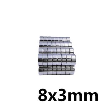 20/50/100/200/300 бр. 8x3 мм редки земи Магнити Диаметър 8x3 мм Малък Кръг Магнит 8 mm x 3 mm Постоянни Неодимови Магнити D8*3 мм, 8*3