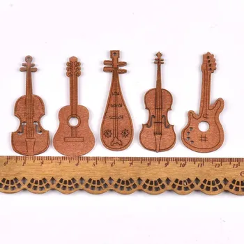 20 бр/компл. Дървени занаяти китара/цигулка САМ Дървени Изделия за албуми, Аксесоари, Украса украса 20x60 мм MT1931