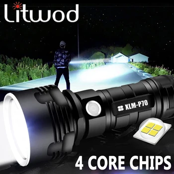 200000LM XHP70 Супер Мощен LED Фенерче L2 USB Водоустойчива Акумулаторна Лампа Ултра Ярък Фенер Къмпинг Тактически Факел