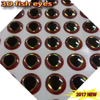 2017 нова риболов на стръв 3d очите-добри рибешки очи размер:5 мм--9 мм количество:400 бр./лот златен ръб на червени очи в кутия