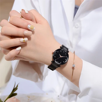 2019 Луксозни дамски часовник с Магнит на Звездното Небе Диамантени Модни дамски часовници Рокля Дамски кварцов часовник relogio feminino най-Добрият подарък