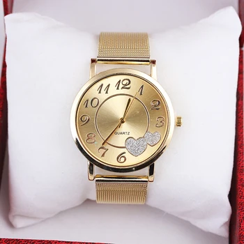 2019 нова любов луксозна марка метална мрежа с часове прости класически модерен ежедневни кварцови часовници с високо качество дамски часовници