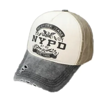 2019 пролетно-лятна мода Snapbacks Реколта от деним, унисекс Полицията на Ню Йорк Блестящи букви бейзболни Шапки, Шапка от слънцето Остроконечная шапка за мъже и жени