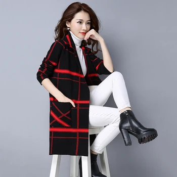 2020 Корея негабаритная дамски дрехи свободно намаляване на вязаный вълнен грозен коледен пуловер и дълга жилетка яке палто детска мрежа