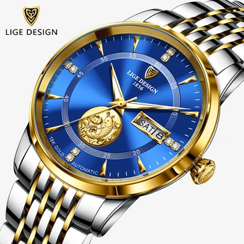 2020 Модни часовници LIGE Мъжки Автоматично Механични часовници с турбийоном От Стомана 316L 100 Водоустойчиви часовници са Най-добрата марка на Луксозни Механични