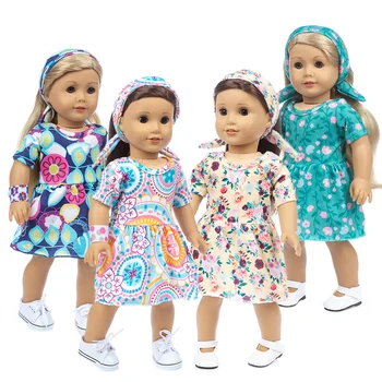 2020 Нова цвете пола, подходяща за дрехи за кукли Американска момиче , на 18-инчовата Кукла, подарък за Коледа за момичета(Продава се само дрехи)