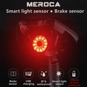 2021 MEROCA Интелигентен Мотор Задна Задна Светлина за Автоматично Старт-Стоп Спирачка Водоустойчив USB Зареждане Колоездене Задна Светлина под Наем COB LED Светлини