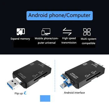 2021 TF SD Четец на Карти Преносим USB 2.0 Type C Адаптер За Карта с Флаш Памет С Два Слота за Трайни И Практични, За Ежедневно Използване Портативен