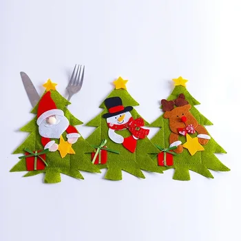 2021 Година, Нова Шапка на Дядо Коледа Коледна Имат Вилица Нож Притежателя на прибори за хранене Чанта Начало Декор Празнична Украса на Масата за хранене, Посуда Натал