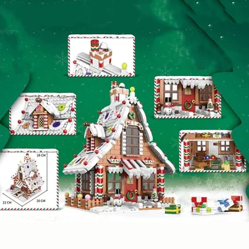 2021 Град Зимна Село Коледна Елха Дядо Коледа Човечето Къща Модел Строителни Блокове САМ Тухли, Играчки, Подаръци За момичета