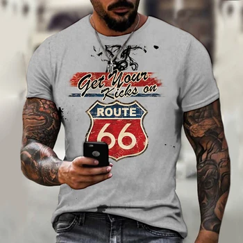 2021 градинска мода дизайн път 66 тениска с принтом мъжки младежка тениска Модерен случайни топ с къс ръкав Дамски тениски XXS-6XL