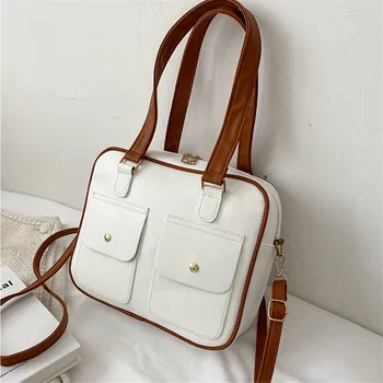 2021 Дамски квадратна чанта на рамото Хит Цвят ИЗКУСТВЕНА кожа Ретро Чанта Модни дамски луксозна марка дизайнерска чанта през рамо Чанта