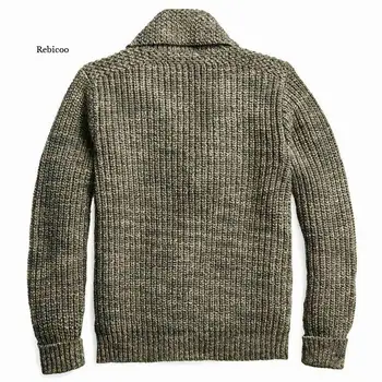 2021 Есен/зима Мъжки вязаный пуловер смесени цветове Однобортный съраунд жилетка с накладным джоб, яке