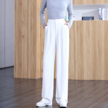 2021 Есенни Нови спортни панталони за жени в бяло корейски стил, Свободна дъвка, Голям Размер, Висока талия, плътно прилепнали черни панталони