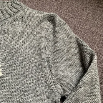 2021 Есенно-зимния женски Нов външен Свободен пуловер вълнен пуловер Жокер За мъже и жени