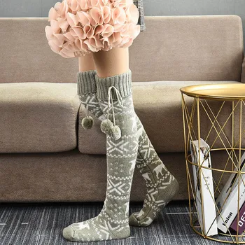 2021 Коледни Дамски чорапи Есен Пролет терлици над коляното Дама Сладки, Топли и Удобни Дебели дълги Чорапи